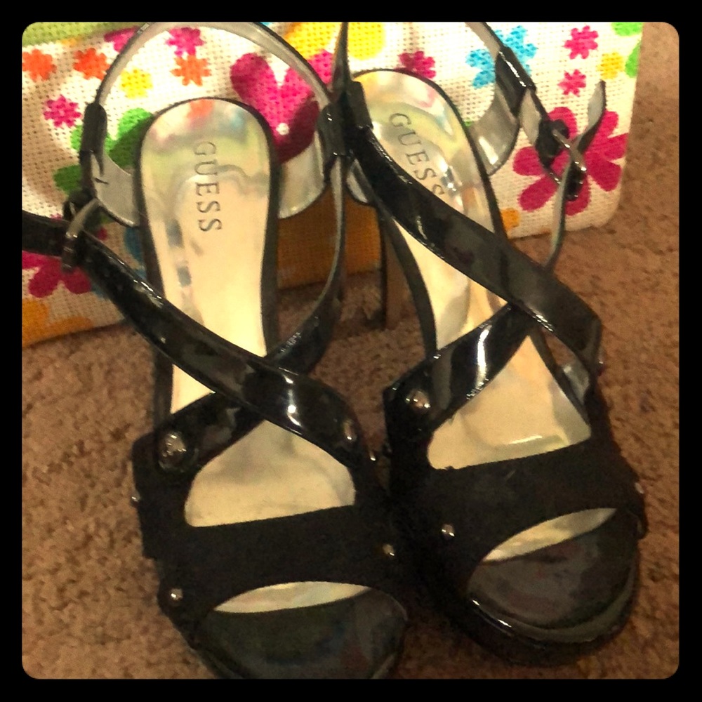 Strappy black Guess heels